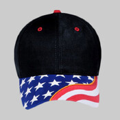 OTTO United States Flag Pattern w/ Yellow Ribbon Visor Ultra Fine Brushed Superior Cotton Twill Six Panel Low Profile Baseball Cap