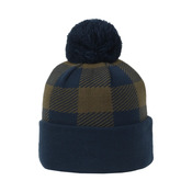 Plaid Watch Cap with Pom